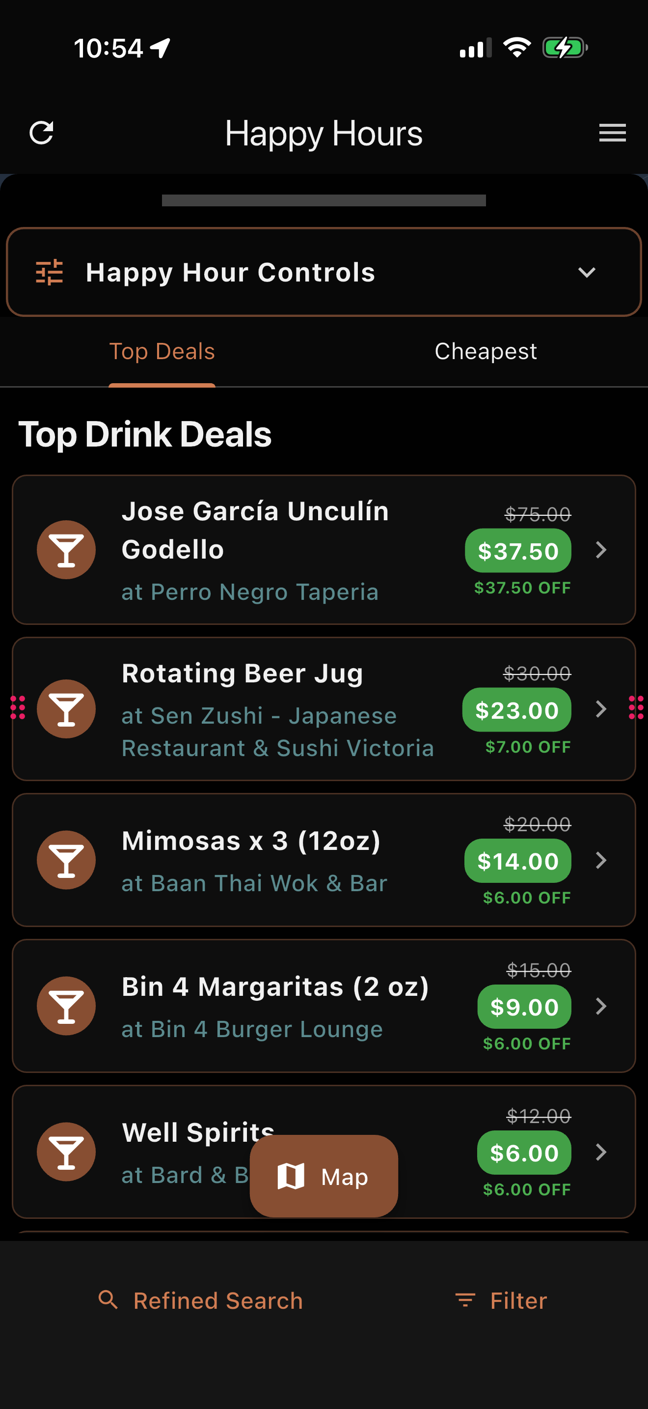 Happy Hours App Pub Crawl Route View